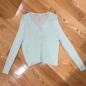 Mint green pearl cardigan top